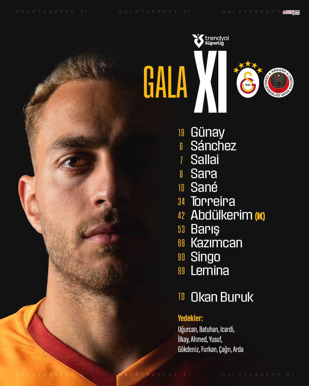 📢 Gençlerbirliği Karşısında Ilk 11’Imiz Ve Yedeklerimiz! #Gsvgb