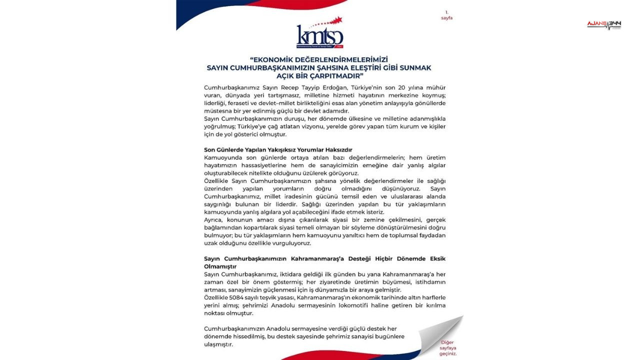 Kmtso Önemli Açıklama Ajans344