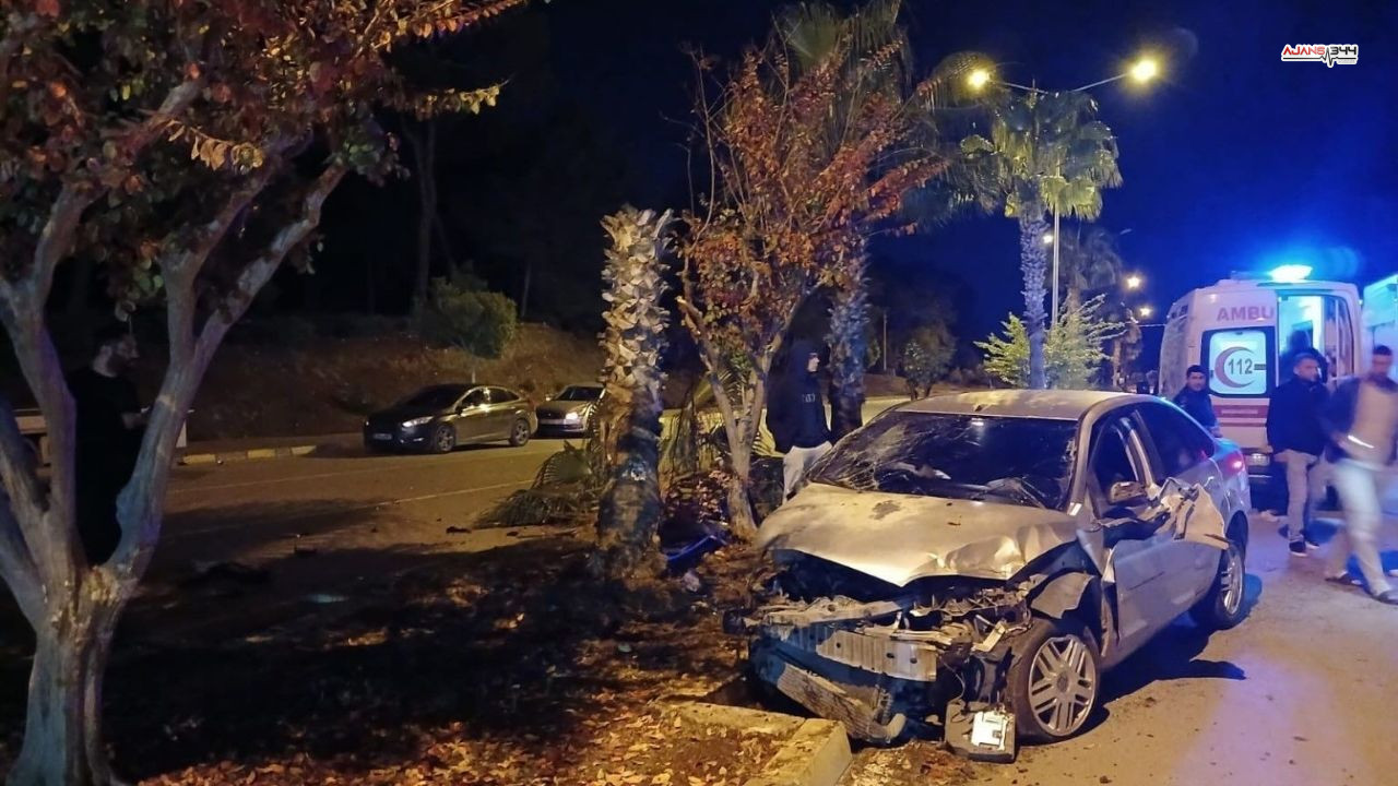 Palmiye Agacına Çarpan Araç Ajans344