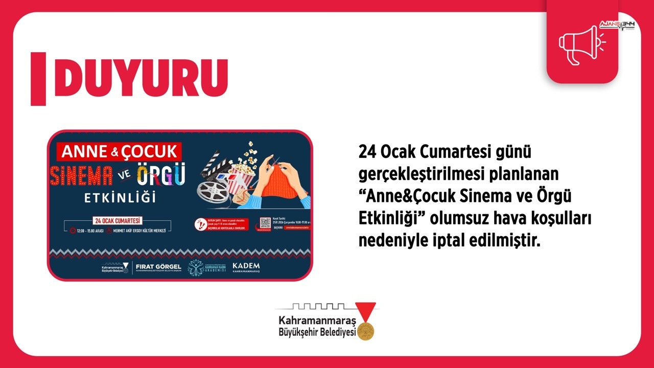 Kahramanmaraş’ta Anne Ve Çocuk Etkinliği Ertelendi!