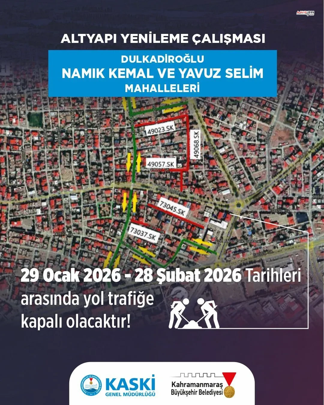 Kahramanmarasta Bazi Yollar 28 Subata Kadar Trafige Kapali Olacak