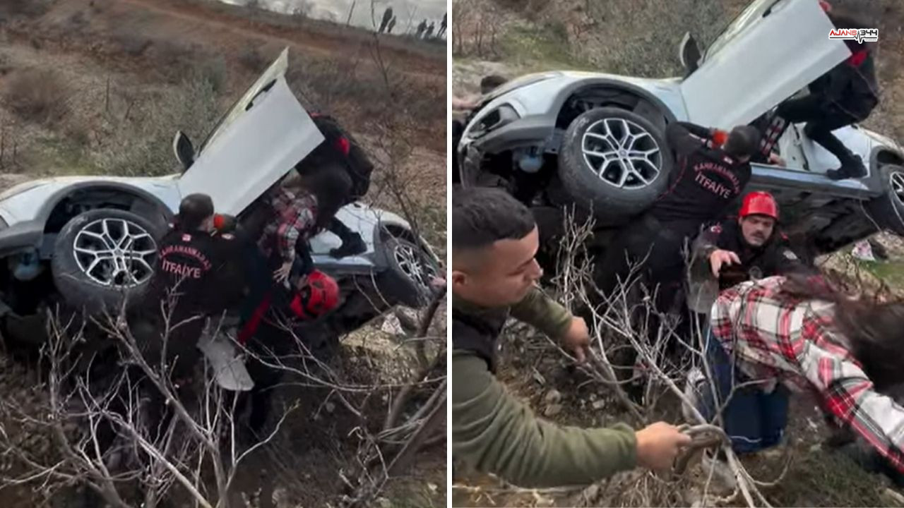 Yan Yatan Araçta Mahsur Kalan 4 Kişiyi Kahramanmaraş İtfaiyesi Kurtardı
