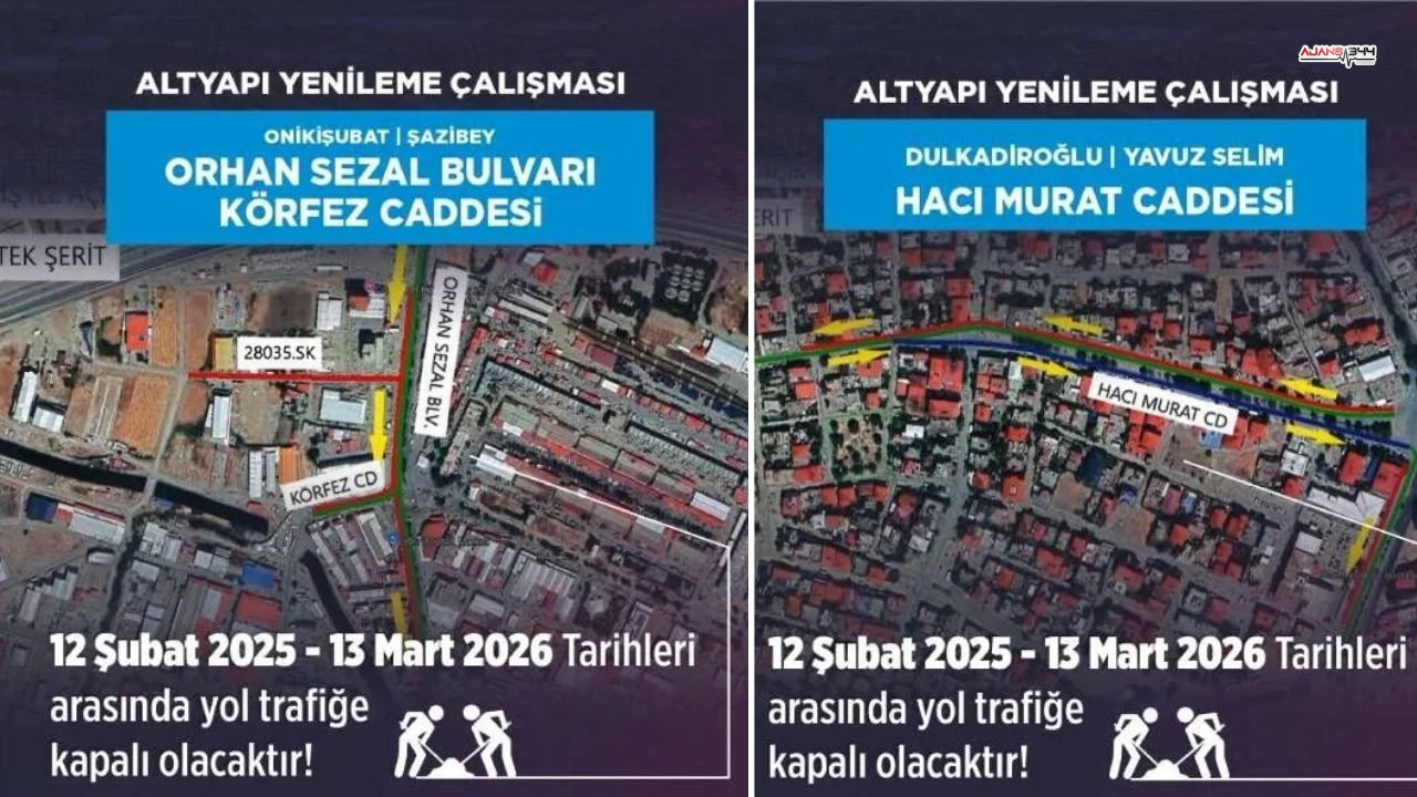 Kahramanmaraş’ta Bazı Yollar 1 Ay Kapalı Olacak