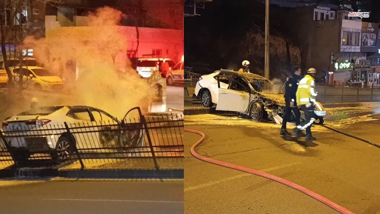Dur İhtarına Uymayan Araç Bariyerlere Çarparak Alev Aldı (2)-1