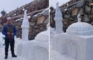 Ekinözü'ndeki cami özlemi kardan bir eserle hayat buldu