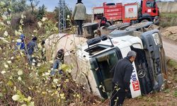 Beton mikseri devrildi: 1 yaralı  