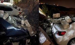 Kahramanmaraş’ta istinat duvarı çöktü, 2 otomobil zarar gördü