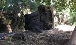Bahçeye savrulan otomobilin sürücüsü yaralandı