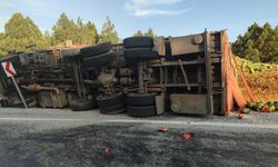 Karpuz Yüklü Kamyon Devrildi