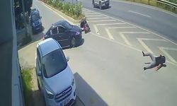 Motosikletin Sürücüsü Metrelerce Savruldu