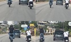 Motosikletli sürücüden karayolunda tehlikeli hareketler