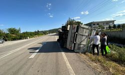Gazbeton Yüklü Kamyonet Şarampole Devrildi