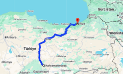 Kahramanmaraş Rize arası kaç km?