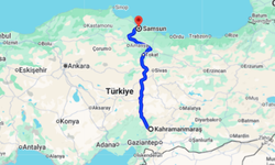 Kahramanmaraş Samsun arası kaç km?