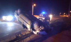 Yol Çalışmasını Fark Edemeyen Sürücü Takla Attı