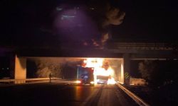 Yol Ortasında Alev Topuna Dönen Tır Korkuttu