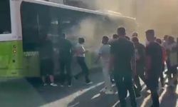 Halk otobüsünde seyir halindeyken yangın çıktı