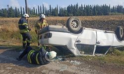 Kontrolden Çıkan Araç Takla Atarak Ters Döndü