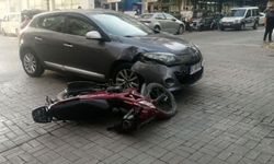 Otomobil motosiklete çarptı, sürücü hastaneye kaldırıldı