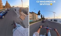 Kahramanmaraş’ta Bisiklet Sürücüsünden Trafikte Akrobatik Hareketler!