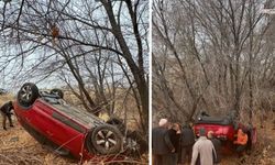 Kahramanmaraş'ta araç şarampole yuvarlandı 3 yaralı