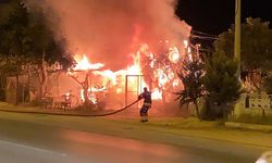 Hobi bahçesindeki baraka alev alev yandı