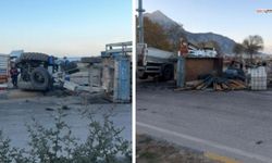 İki tırın çarpıştığı kazada sürücülerden biri yaralandı