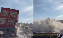 Mersin’de 2 katlı hasarlı bina titreşimle yıkıldı