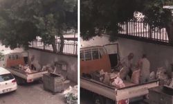 Kaldırıma moloz dökenler kameraya yakalandı