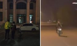 Motosikletin üzerine yatarak süren şoföre 21 bin lira ceza kesildi