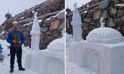 Ekinözü'ndeki cami özlemi kardan bir eserle hayat buldu
