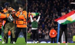 Manchester City - Galatasaray maçı Kürdistan bayrağı ile protesto edildi