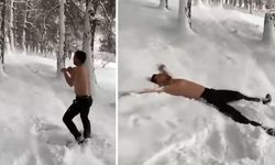 Soğuğa meydan okuyan genç görenleri üşüttü