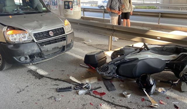 Ticari araç motosiklete arkadan çarptı: 1 yaralı