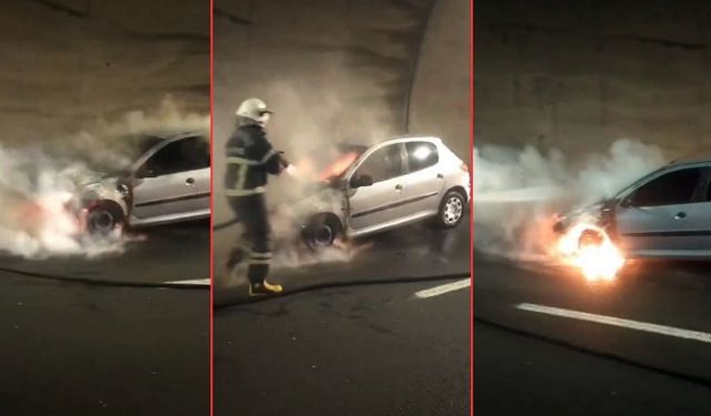 Seyir Halindeki Otomobilde Korkutan Yangın