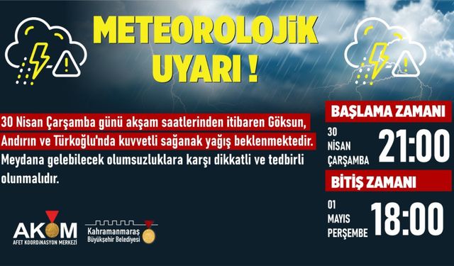 Büyükşehir Belediyesinden 3 İlçe İçin Şiddetli Yağış Uyarısı