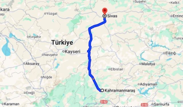 Kahramanmaraş Sivas arası kaç kilometre?