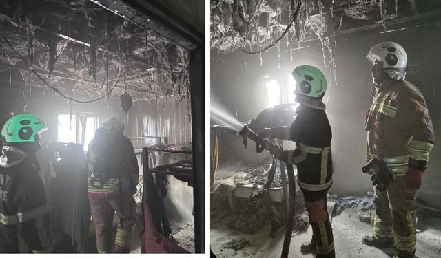 Şantiye Alanında Yangın! Konteyner Yatakhane Alev Aldı