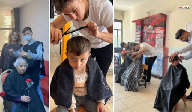 Kahramanmaraş'ta kırsal okullardaki öğrencilere ve huzurevlerine saç kesimi desteği