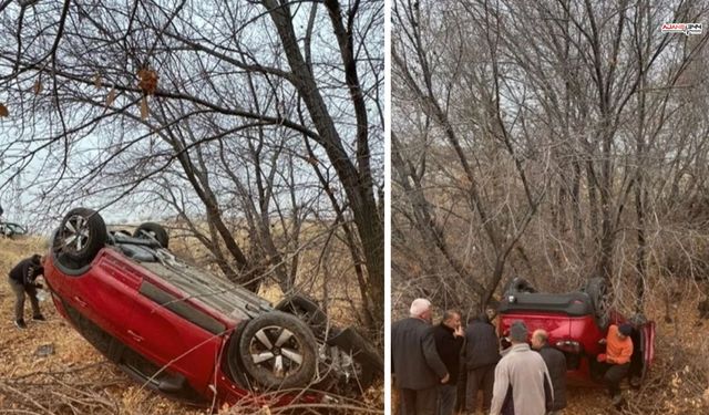 Kahramanmaraş'ta araç şarampole yuvarlandı 3 yaralı