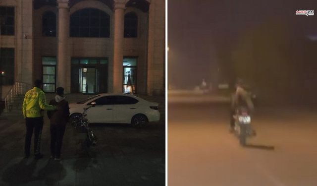 Motosikletin üzerine yatarak süren şoföre 21 bin lira ceza kesildi