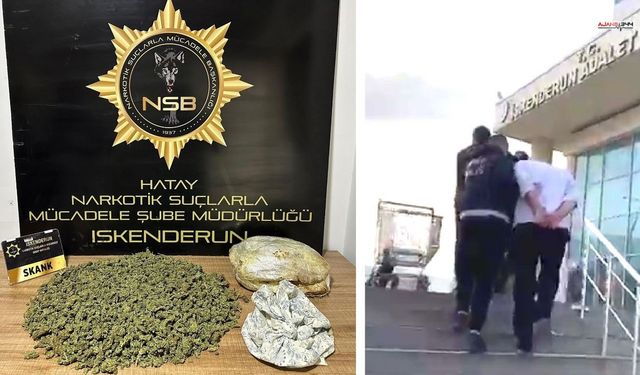 Araçta yapılan aramada 1 kilo 750 gram esrar bulundu