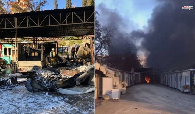 Onikişubat'ta konteyner iş yerinde yangın