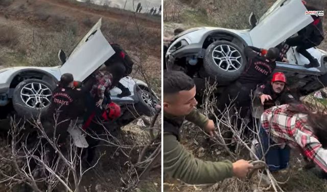 Yan Yatan Araçta Mahsur Kalan 4 Kişiyi Kahramanmaraş İtfaiyesi Kurtardı