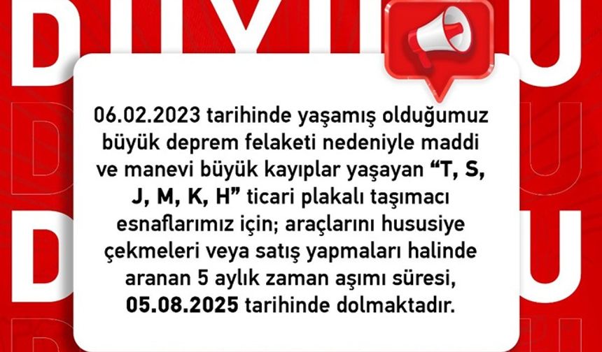 Kahramanmaraşlı Esnaflar Dikkat Süre Doluyor