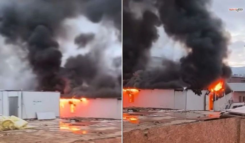 Elbistan'da yangından 2 işçi dumandan etkilendi