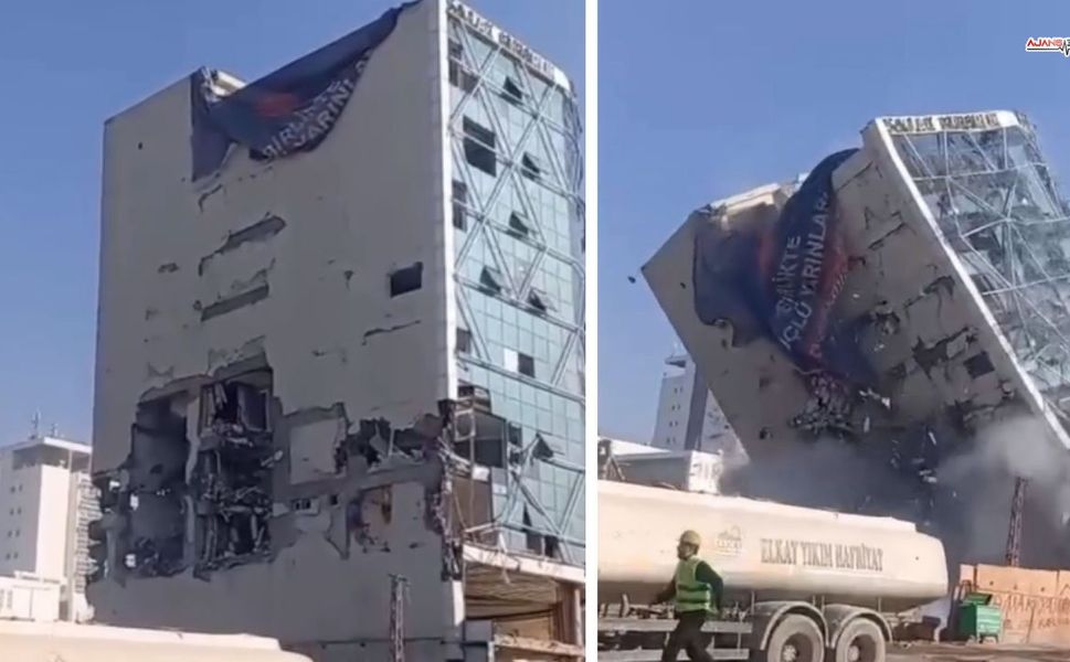 Kahramanmaraş'ta 6 Şubat Depremlerimde Hasar Gören İş Merkezi Yıkıldı