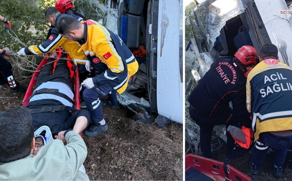 Kahramanmaraş'ta kamyon uçuruma yuvarlandı: sürücü kurtarıldı